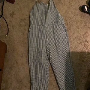 black and white checker pant romper